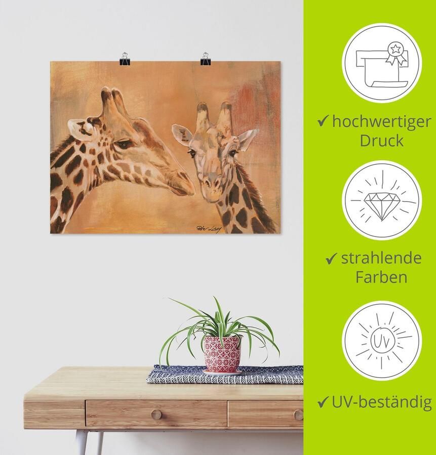 Artland Artprint Giraffen als artprint van aluminium artprint voor buiten artprint op linnen poster in verschillende maten. maten - Foto 3