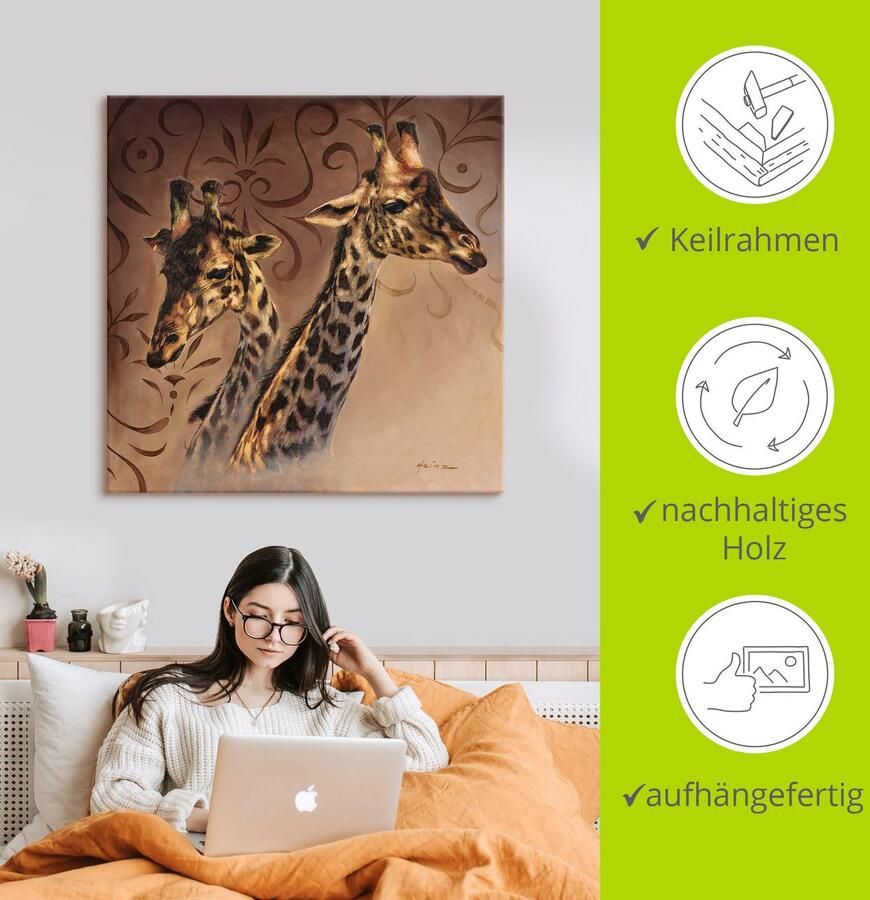 Artland Artprint Giraffen portret als artprint van aluminium artprint voor buiten artprint op linnen in verschillende maten - Foto 2