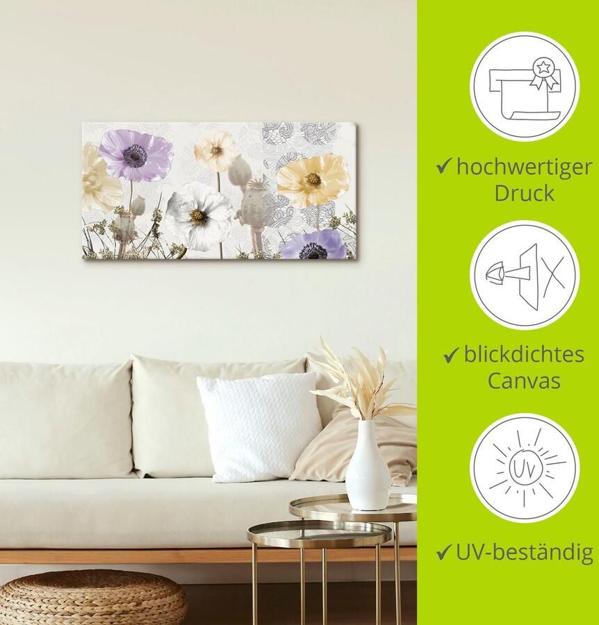 Artland Artprint Glanzende klaprozen als artprint van aluminium artprint op linnen muursticker verschillende maten - Foto 3