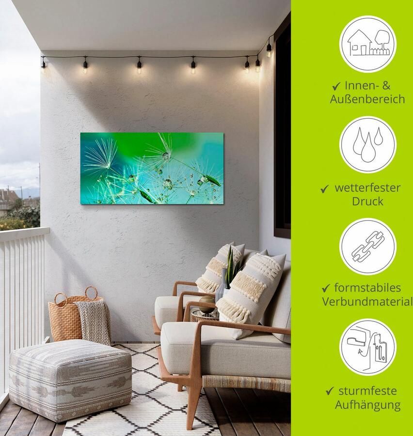 Artland Artprint Glinsterende pluizenbol met waterdruppels als artprint van aluminium artprint voor buiten artprint op linnen in verschillende maten - Foto 3