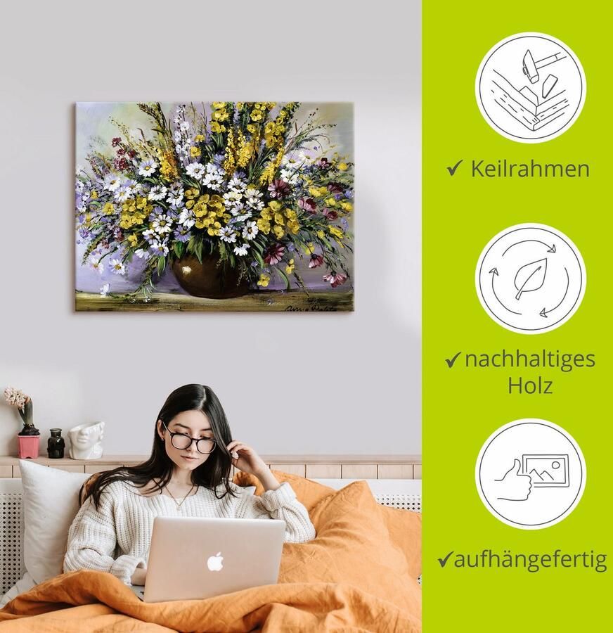 Artland Artprint Glorie van madeliefjes als artprint op linnen poster in verschillende formaten maten