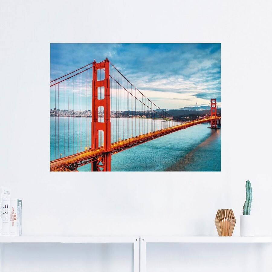 Artland Artprint Golden Gate Bridge als artprint van aluminium artprint voor buiten artprint op linnen poster muursticker - Foto 3