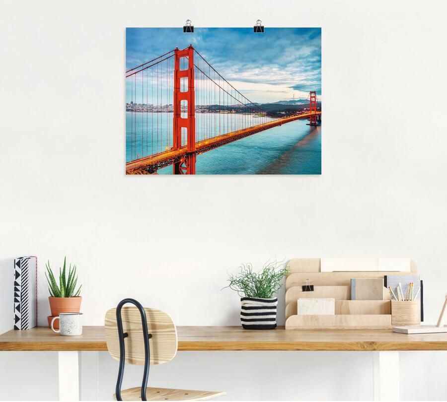 Artland Artprint Golden Gate Bridge als artprint van aluminium artprint voor buiten artprint op linnen poster muursticker - Foto 4
