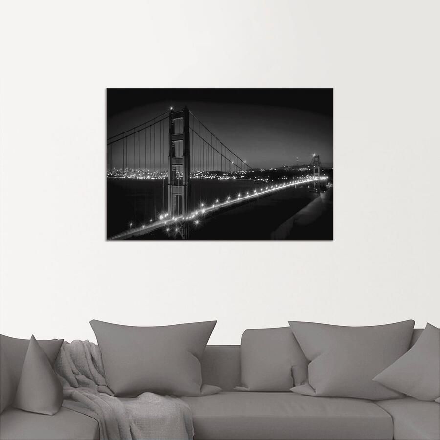 Artland Artprint Golden Gate Bridge s avonds als artprint van aluminium artprint voor buiten muursticker in diverse maten