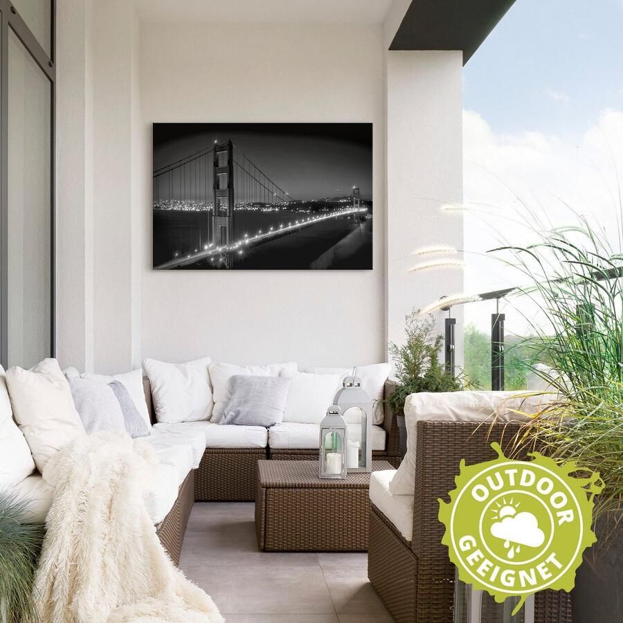 Artland Artprint Golden Gate Bridge s avonds als artprint van aluminium artprint voor buiten muursticker in diverse maten - Foto 2