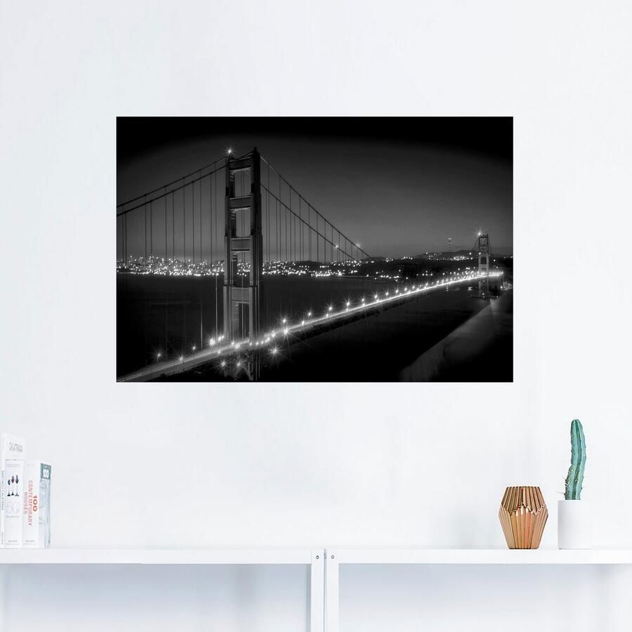 Artland Artprint Golden Gate Bridge s avonds als artprint van aluminium artprint voor buiten muursticker in diverse maten