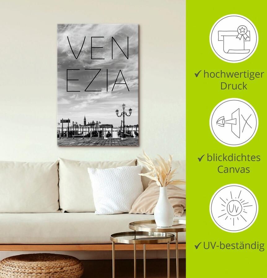 Artland Artprint Gondels 's morgens vroeg in Venetië als artprint op linnen in verschillende maten - Foto 5