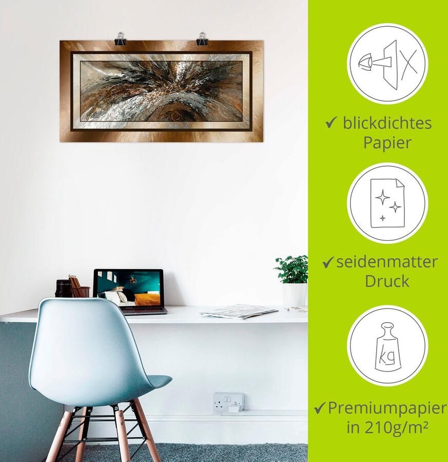 Artland Artprint Goudkleur abstract 1 als artprint van aluminium artprint voor buiten artprint op linnen poster in verschillende maten. maten - Foto 3