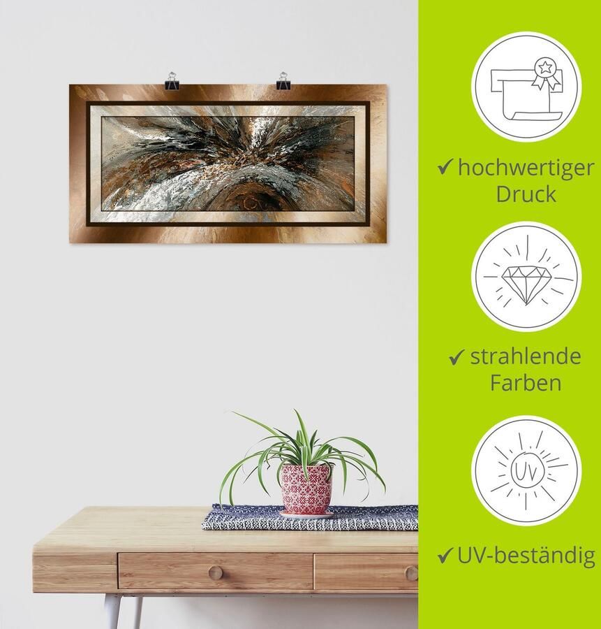 Artland Artprint Goudkleur abstract 1 als artprint van aluminium artprint voor buiten artprint op linnen poster in verschillende maten. maten - Foto 4