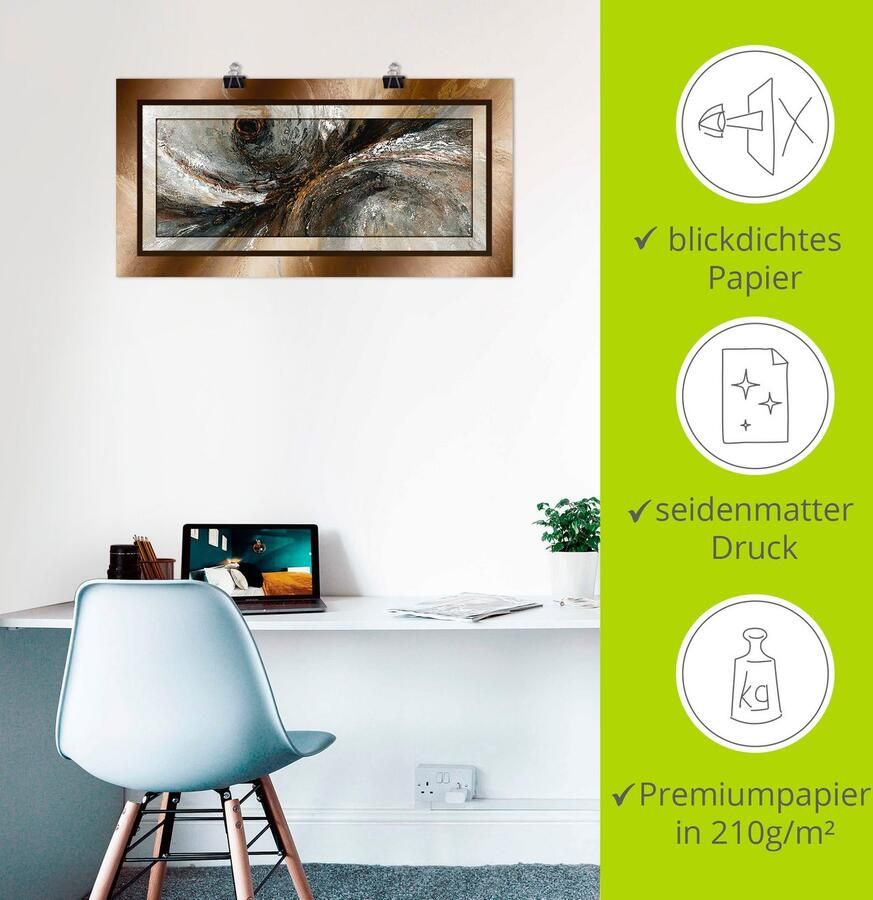 Artland Artprint Goudkleur abstract 2 als artprint van aluminium artprint voor buiten artprint op linnen poster in verschillende maten. maten - Foto 2