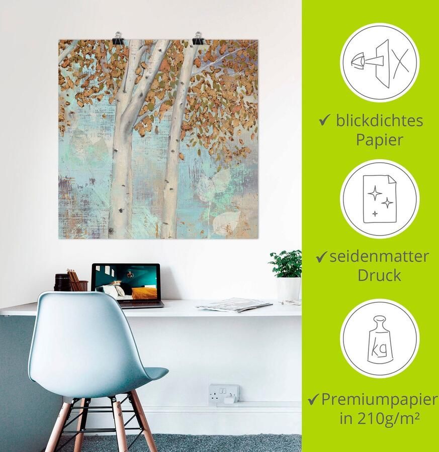 Artland Artprint Goudkleurige bos II als artprint op linnen poster in verschillende formaten maten - Foto 2