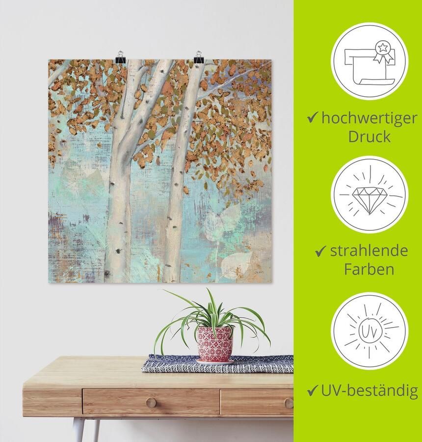 Artland Artprint Goudkleurige bos II als artprint op linnen poster in verschillende formaten maten - Foto 3