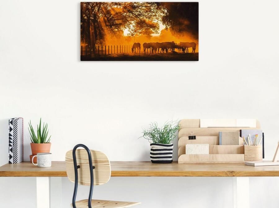 Artland Artprint Goudkleurige licht op de paardenwei als artprint op linnen in verschillende maten - Foto 5