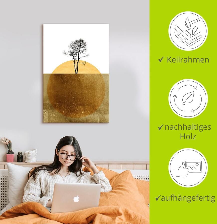 Artland Artprint Goudkleurige oceaan als artprint van aluminium artprint voor buiten artprint op linnen poster in verschillende maten. maten - Foto 4