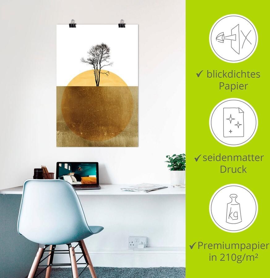 Artland Artprint Goudkleurige oceaan als artprint van aluminium artprint voor buiten artprint op linnen poster in verschillende maten. maten - Foto 3