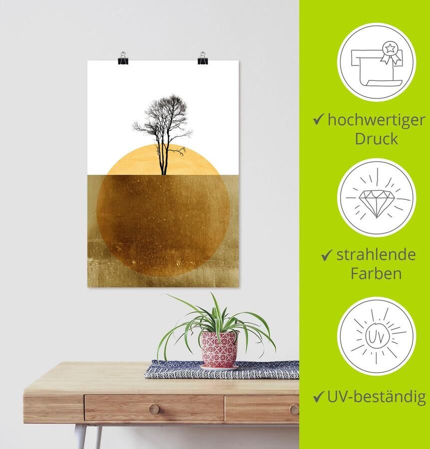 Artland Artprint Goudkleurige oceaan als artprint van aluminium artprint voor buiten artprint op linnen poster in verschillende maten. maten - Foto 4