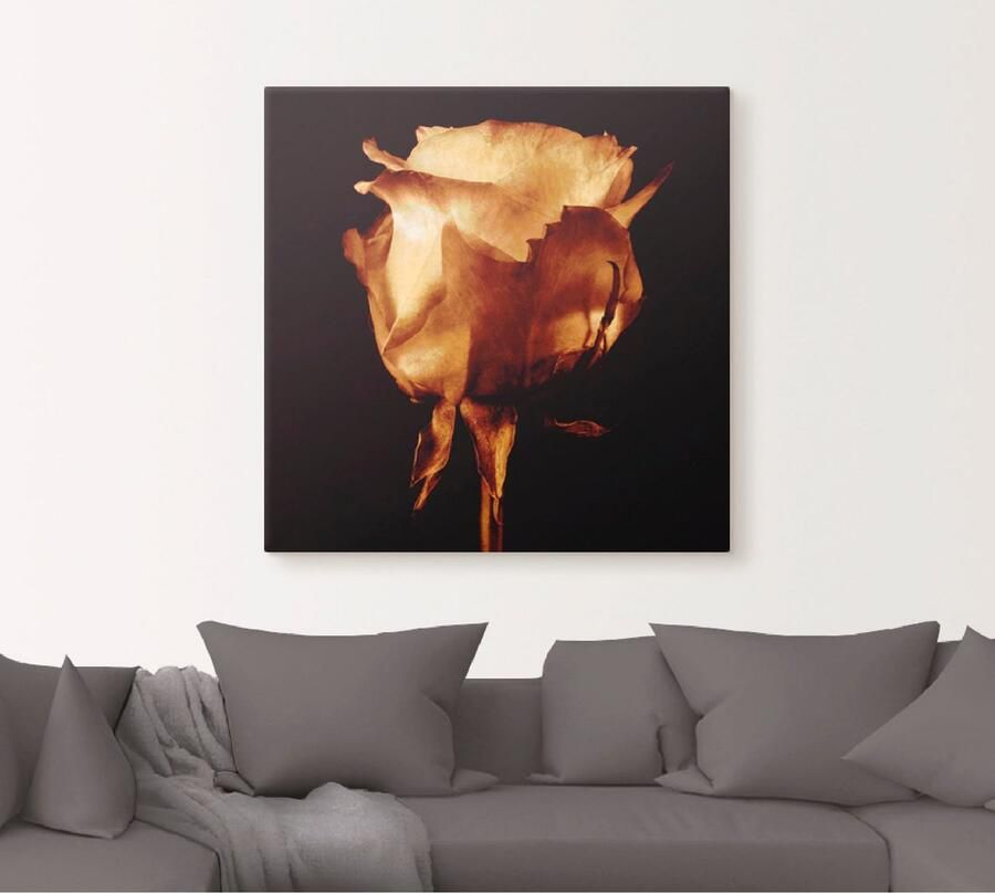 Artland Artprint Goudkleurige roos als artprint op linnen poster in verschillende formaten maten - Foto 3