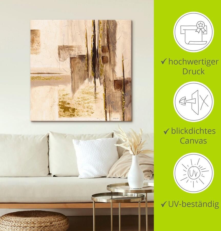 Artland Artprint Goudkleurige silhouet I als artprint op linnen muursticker in verschillende maten - Foto 4