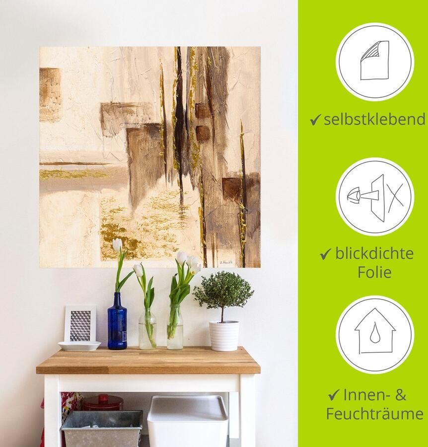 Artland Artprint Goudkleurige silhouet I als artprint op linnen muursticker in verschillende maten - Foto 4