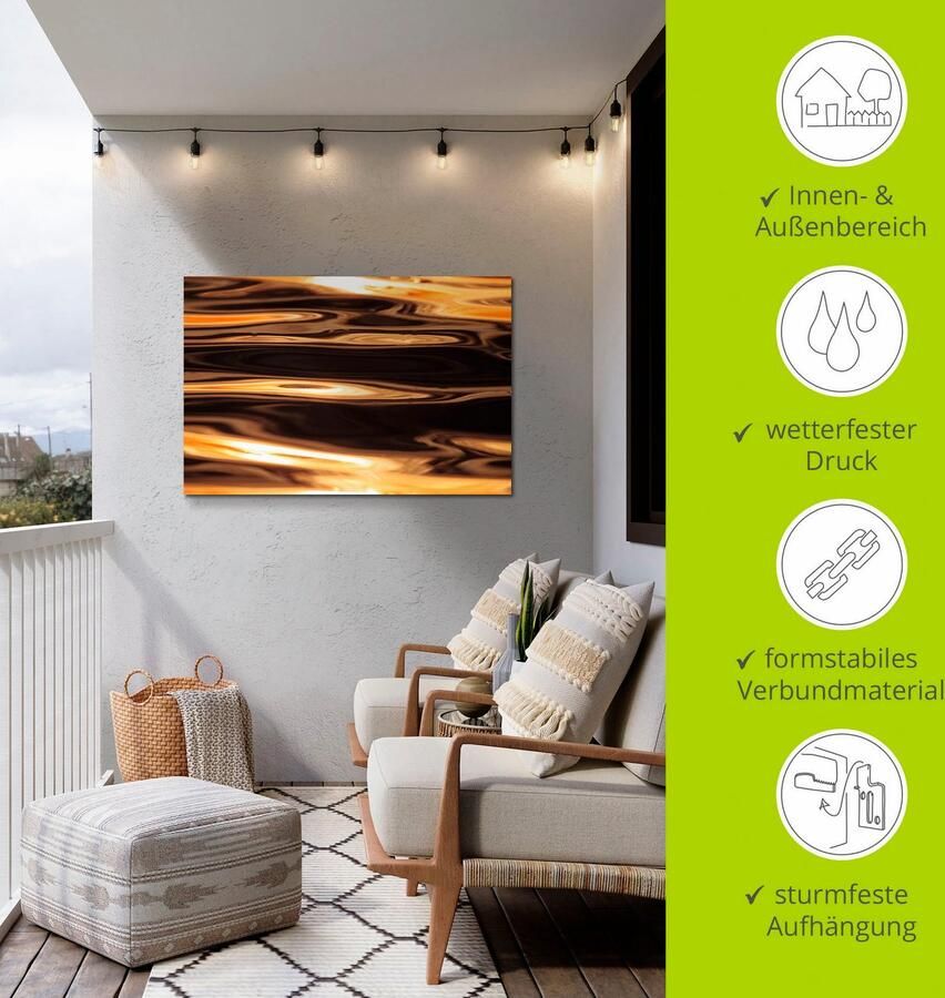 Artland Artprint Goudkleurige water van de zee als artprint van aluminium artprint voor buiten artprint op linnen poster in verschillende maten. maten - Foto 3