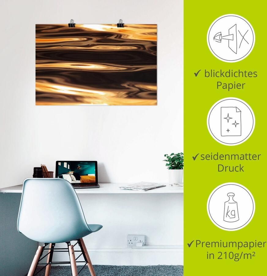 Artland Artprint Goudkleurige water van de zee als artprint van aluminium artprint voor buiten artprint op linnen poster in verschillende maten. maten - Foto 2