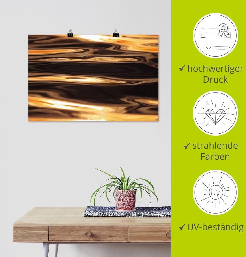 Artland Artprint Goudkleurige water van de zee als artprint van aluminium artprint voor buiten artprint op linnen poster in verschillende maten. maten - Foto 3