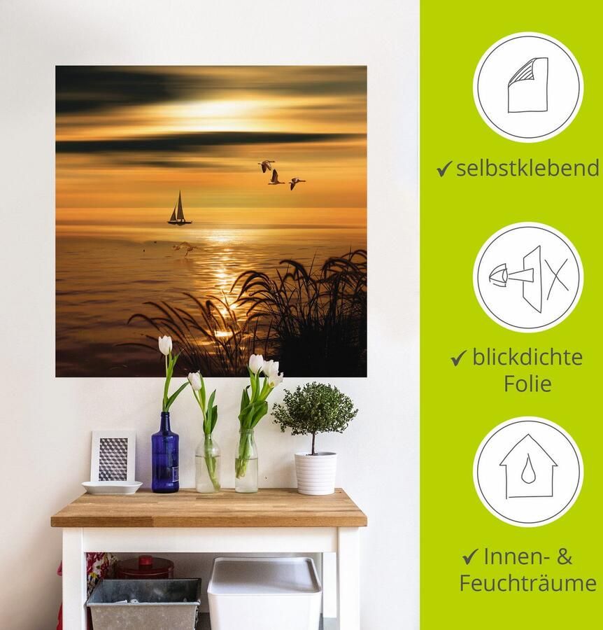 Artland Artprint Goudkleurige zee-impressies als artprint op linnen muursticker in verschillende maten - Foto 3