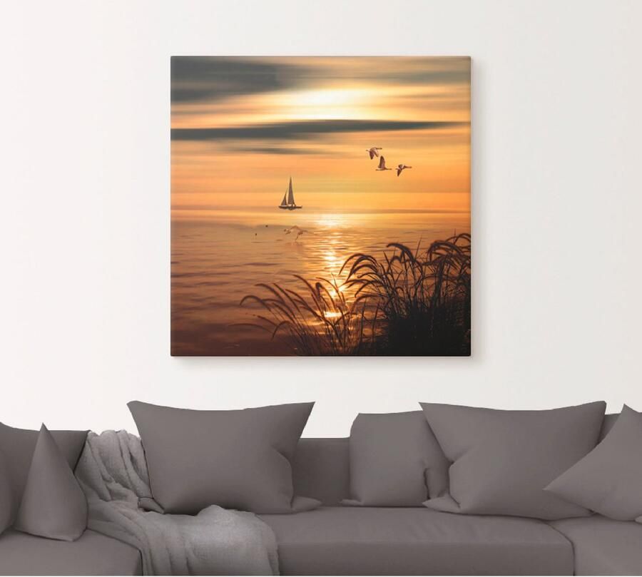 Artland Artprint op linnen Goudkleurige zee-impressies - Foto 5