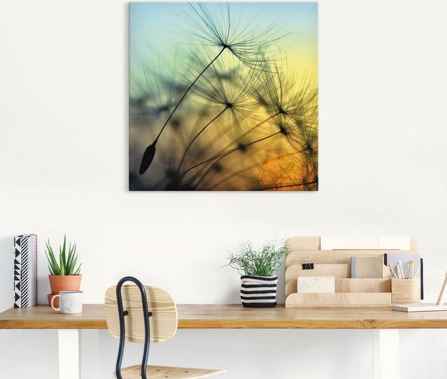 Artland Artprint Goudkleurige zonsondergang en paardenbloemen als artprint van aluminium artprint voor buiten artprint op linnen poster muursticker - Foto 4