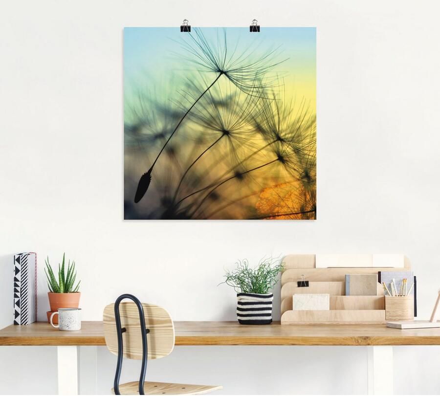 Artland Artprint Goudkleurige zonsondergang en paardenbloemen als artprint van aluminium artprint voor buiten artprint op linnen poster muursticker - Foto 4