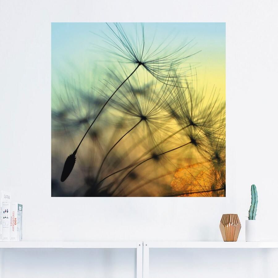 Artland Artprint Goudkleurige zonsondergang en paardenbloemen als artprint van aluminium artprint voor buiten artprint op linnen poster muursticker - Foto 2