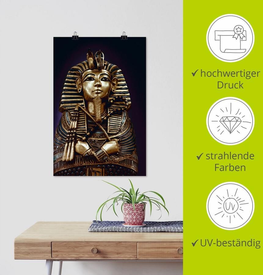 Artland Artprint Grafbeeld van koning Toetanchamon als artprint op linnen poster in verschillende formaten maten - Foto 3