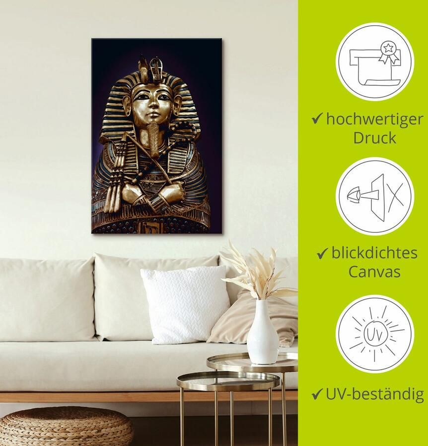 Artland Artprint Grafbeeld van koning Toetanchamon als artprint op linnen poster in verschillende formaten maten - Foto 3