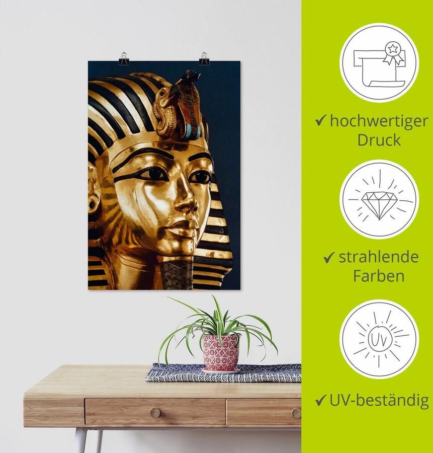 Artland Artprint Grafmasker van koning Toetanchamon als artprint van aluminium artprint voor buiten artprint op linnen poster in verschillende maten. maten - Foto 3
