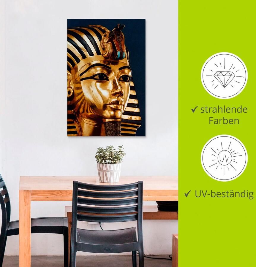 Artland Artprint Grafmasker van koning Toetanchamon als artprint van aluminium artprint voor buiten artprint op linnen poster in verschillende maten. maten - Foto 2