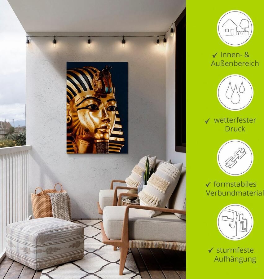 Artland Artprint Grafmasker van koning Toetanchamon als artprint van aluminium artprint voor buiten artprint op linnen poster in verschillende maten. maten - Foto 3
