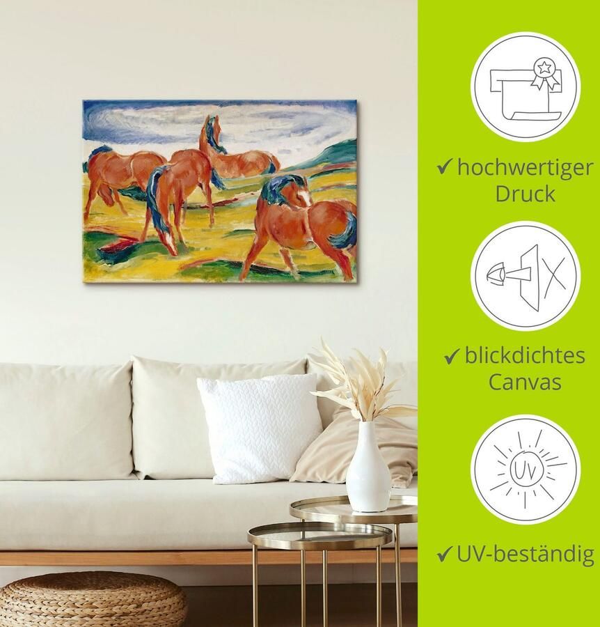 Artland Artprint Grazende paarden III. 1910 als artprint van aluminium artprint voor buiten artprint op linnen in verschillende maten - Foto 2