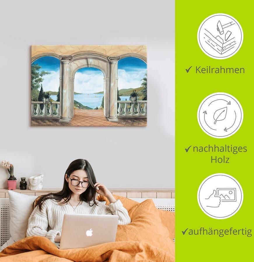 Artland Artprint Grieks terras als artprint op linnen poster in verschillende formaten maten - Foto 3