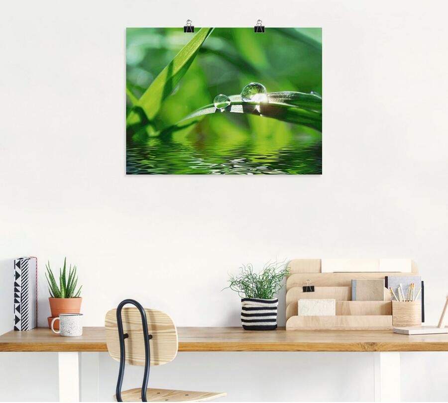 Artland Artprint Groene achtergrond met gras als artprint op linnen poster muursticker in verschillende maten - Foto 4