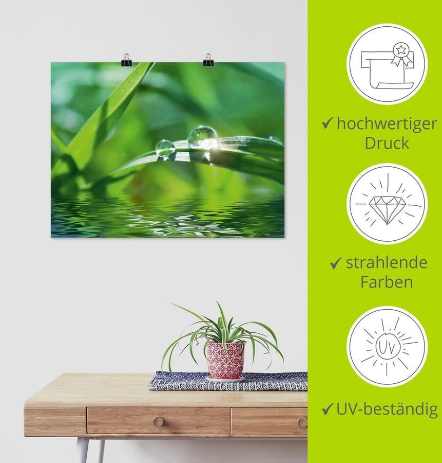 Artland Artprint Groene achtergrond met gras als artprint op linnen poster muursticker in verschillende maten - Foto 3