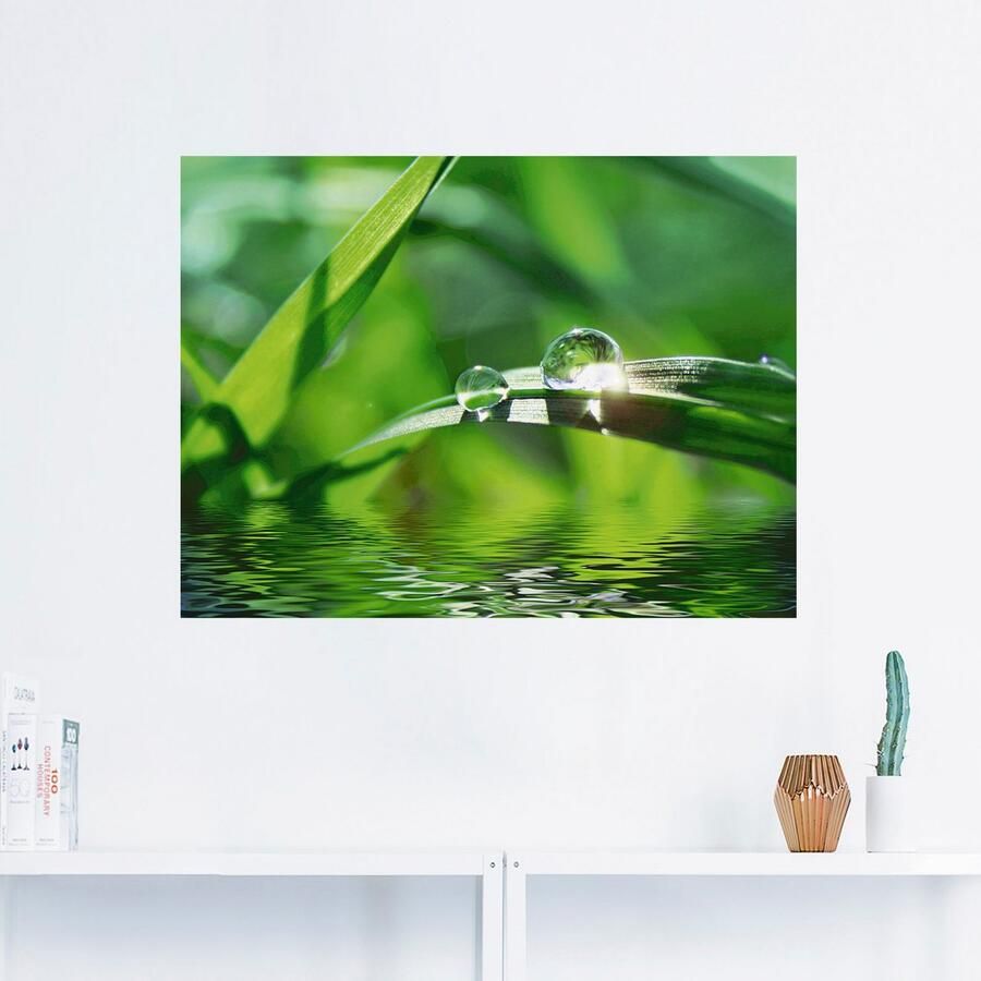 Artland Artprint Groene achtergrond met gras als artprint op linnen poster muursticker in verschillende maten - Foto 2