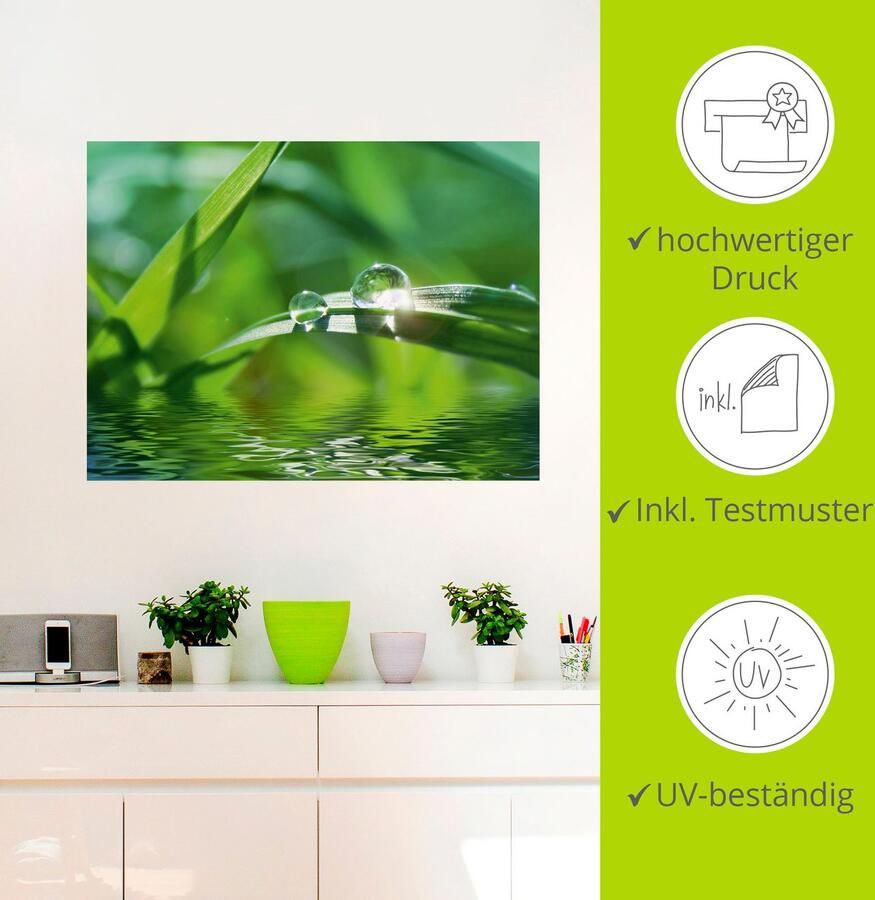 Artland Artprint Groene achtergrond met gras als artprint op linnen poster muursticker in verschillende maten - Foto 3