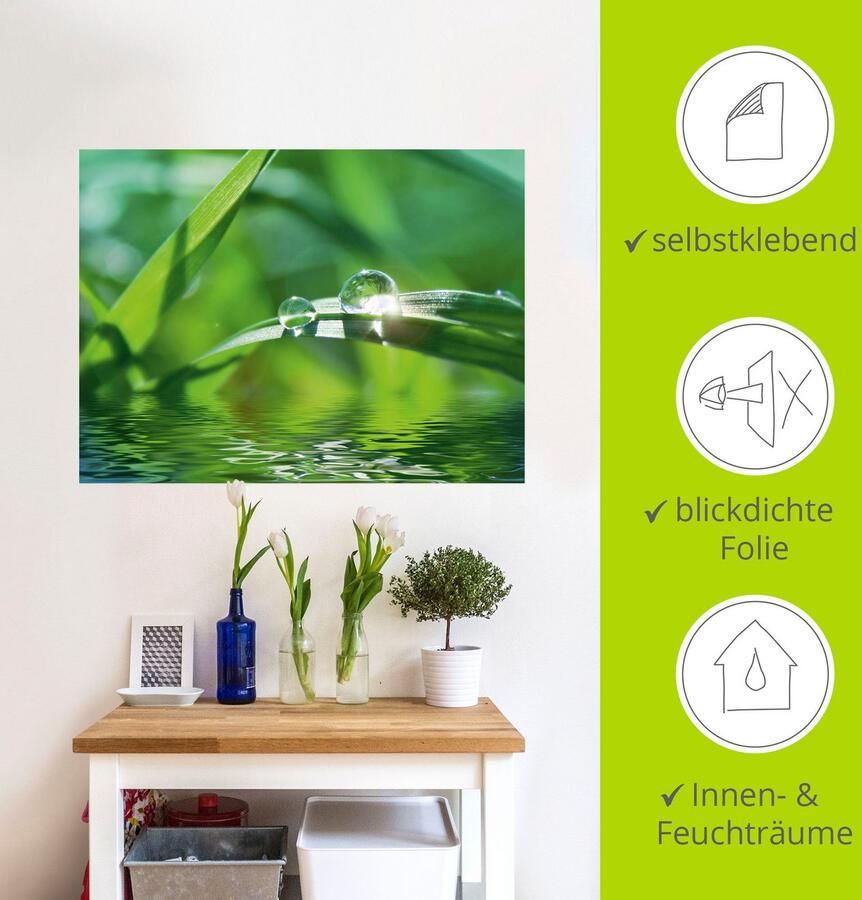 Artland Artprint Groene achtergrond met gras als artprint op linnen poster muursticker in verschillende maten - Foto 4