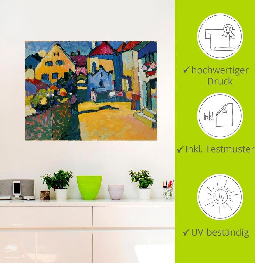 Artland Artprint Groene straat in Murnau. 1909 als artprint op linnen poster muursticker in verschillende maten - Foto 2