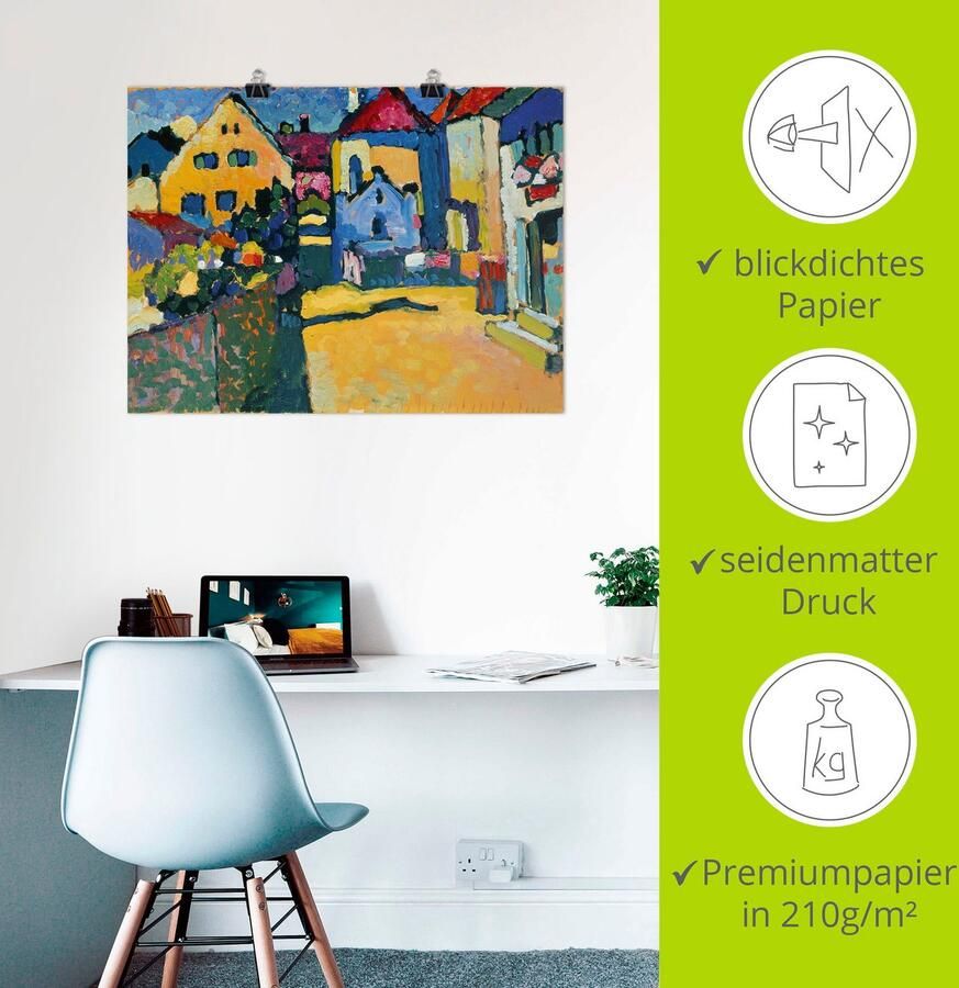Artland Artprint Groene straat in Murnau. 1909 als artprint op linnen poster muursticker in verschillende maten - Foto 2