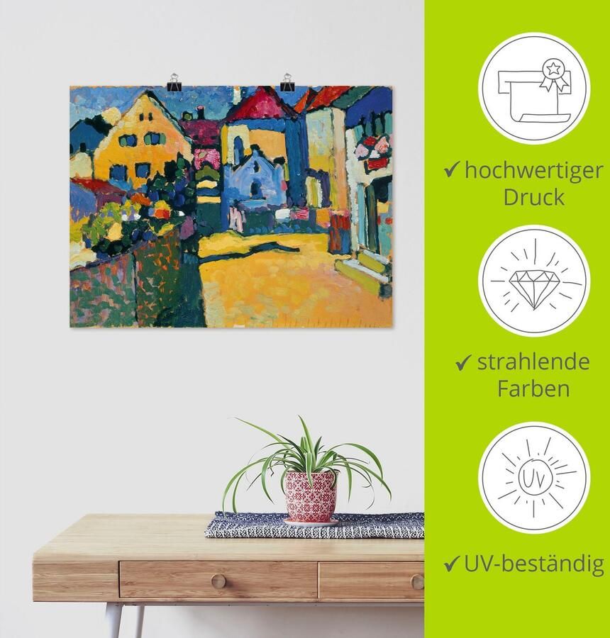 Artland Artprint Groene straat in Murnau. 1909 als artprint op linnen poster muursticker in verschillende maten - Foto 3