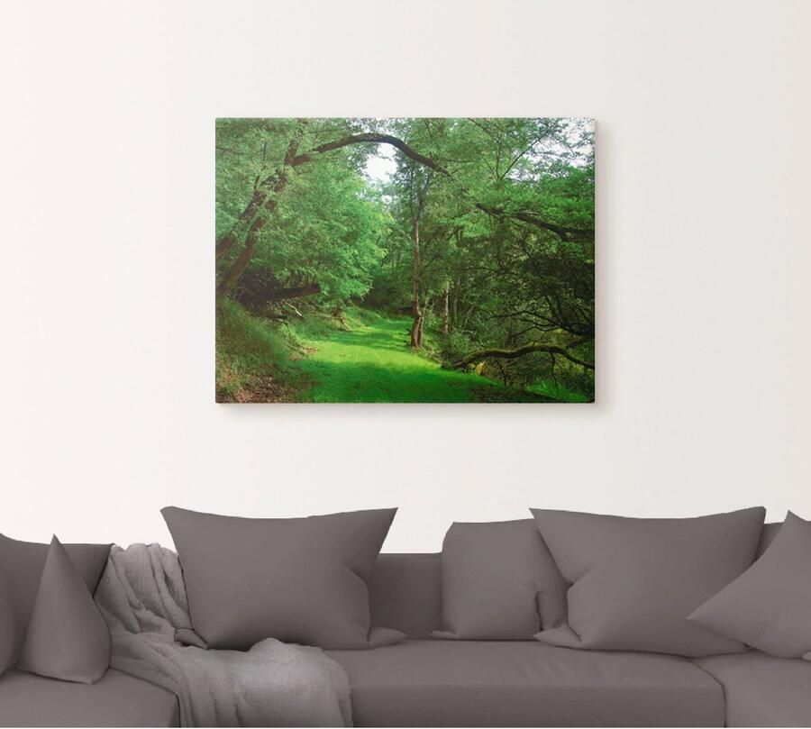 Artland Artprint Groene weg door het bos als artprint op linnen poster in verschillende formaten maten - Foto 4