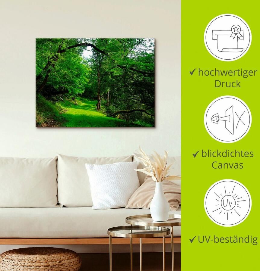 Artland Artprint Groene weg door het bos als artprint op linnen poster in verschillende formaten maten - Foto 2
