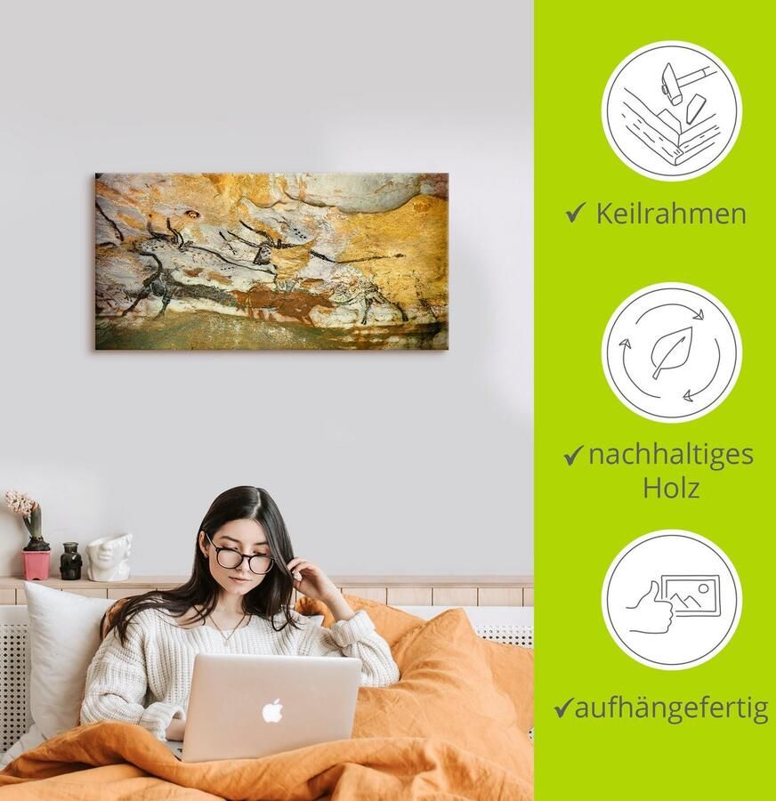 Artland Artprint Grot van Lascaux stieren als artprint op linnen poster muursticker in verschillende maten - Foto 2