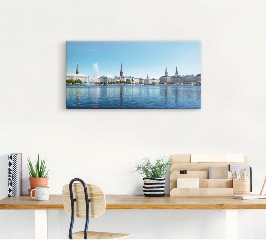 Artland Artprint Hamburg Alsterpanorama als artprint op linnen poster in verschillende formaten maten - Foto 4